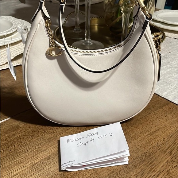 Coach Handbags - Coach Elegant Cream Leather Shoulder Bag